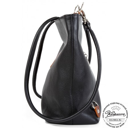 Женская кожаная сумка-трансформер "Валентино" (черная)